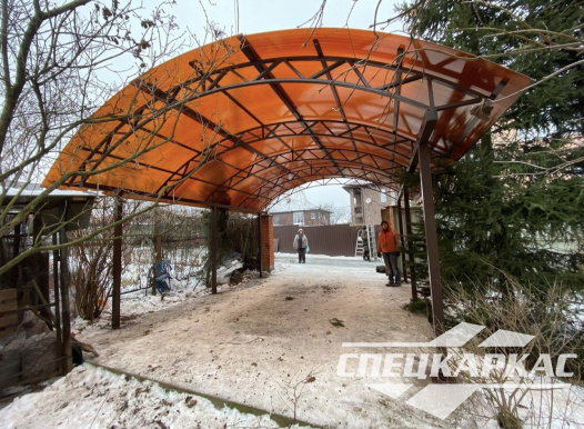 Металлический усиленный навес из поликарбоната для автомобиля №50 - фото 1459