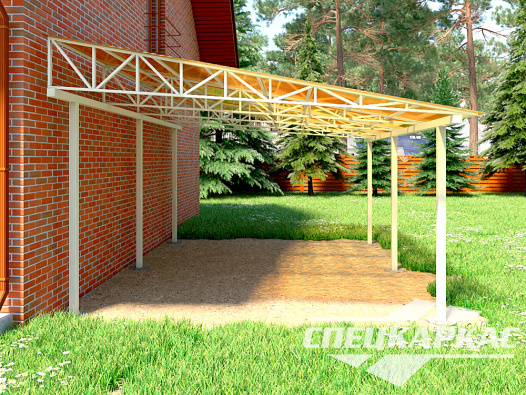 Навес к дому на даче №8 - фото 443