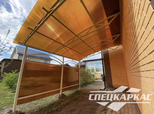 Навес к дому из поликарбоната для террасы №28 - фото 1244