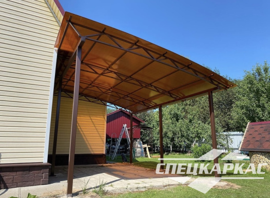 Навес из поликарбоната к дому | Навес их поликарбоната для терассы №13 - фото 1098