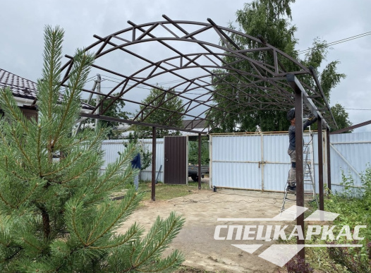 Навес из поликарбоната арочного типа для одного автомобиля №18 - фото 1140