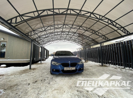 Прочный и просторный навес из поликарбоната для двух автомобилей 7х7 №51 - фото 1470