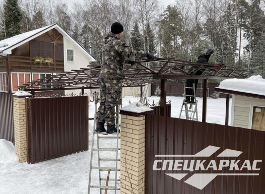 Навес из металлочерепицы на две машины №49 - фото 1442