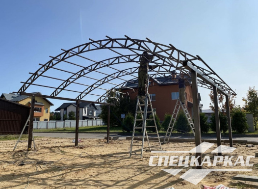 Усиленный навес из поликарбоната для двух автомобилей №88 - фото 1833