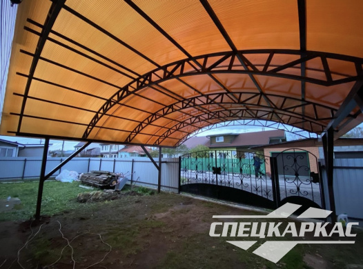 Навес для двух автомобилей из поликарбоната №64 - фото 1599
