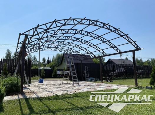 Усиленный металлический навес из поликарбоната для автомобилей №19 - фото 1150