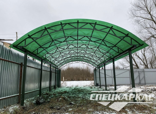 Навес для парковки двух автомобилей друг за другом №62 - фото 1577