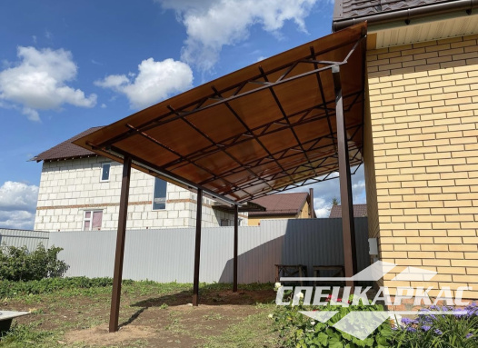Односкатный навес к дому из поликарбоната №98 - фото 1936