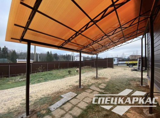 Навес примыкающий к дому для парковки одного автомобиля №69 - фото 1647