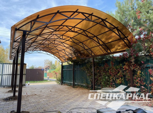 Арочный навес из поликарбоната на две машины №81 - фото 1768