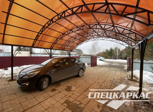 Арочный навес из поликарбоната над парковкой для двух автомобилей №44 - фото 1404